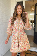 Ayelet Floral Buckle Belt Mini Dress