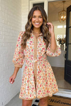 Ayelet Floral Buckle Belt Mini Dress