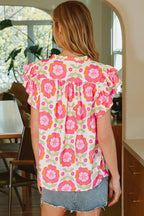 Ric-rac Trim Split Neck Blouse