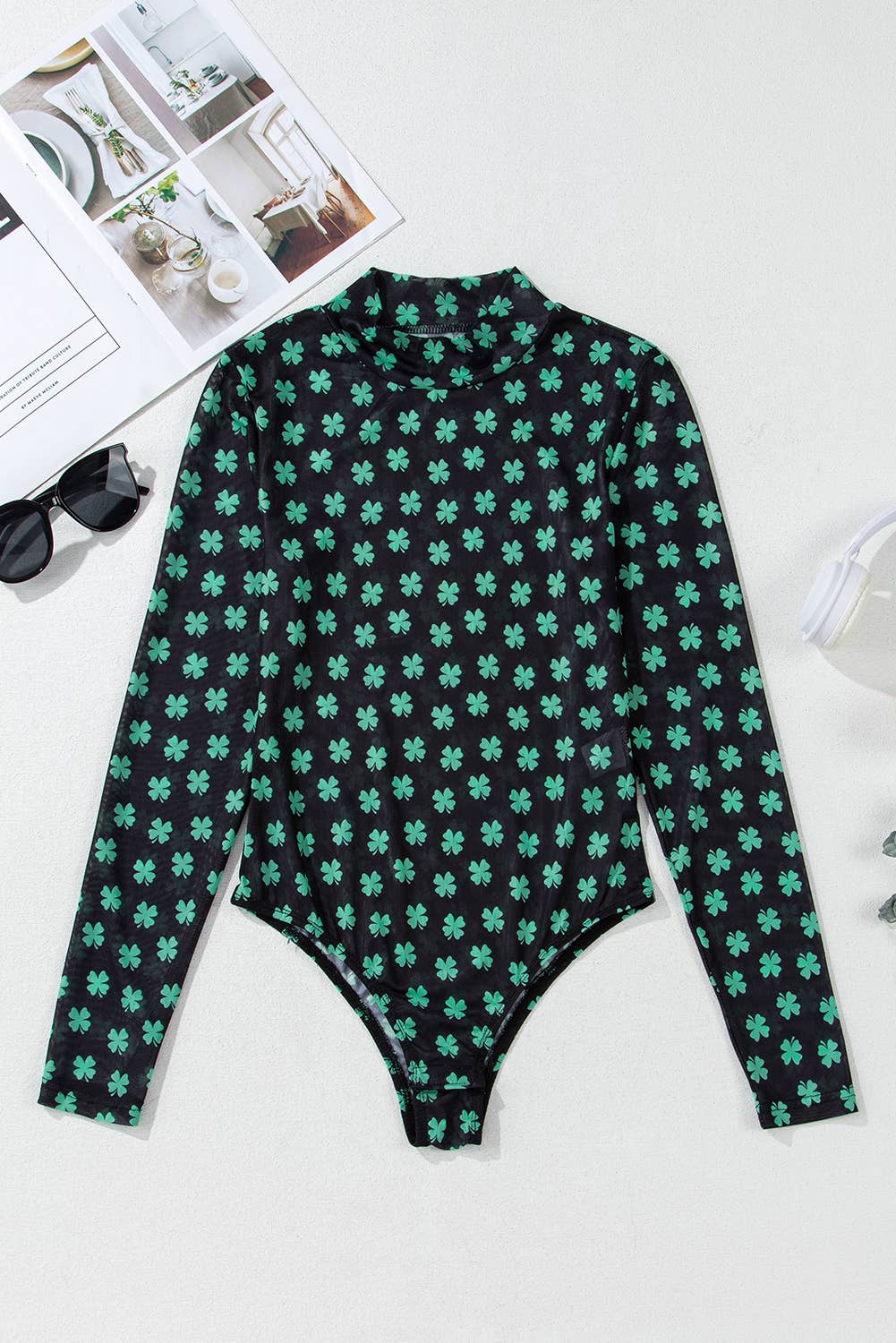 St Patrick Shamrock Mesh Bodysuit