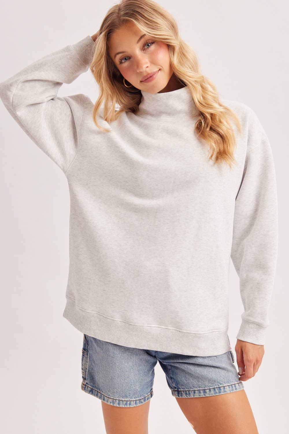 ANNA MOCK NECK PULLOVER