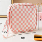 CHECKER GINGHAM MAKEUP COSMETIC BAG