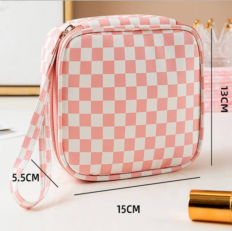 CHECKER GINGHAM MAKEUP COSMETIC BAG