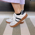 Striped Lace-up Flat Sneakers