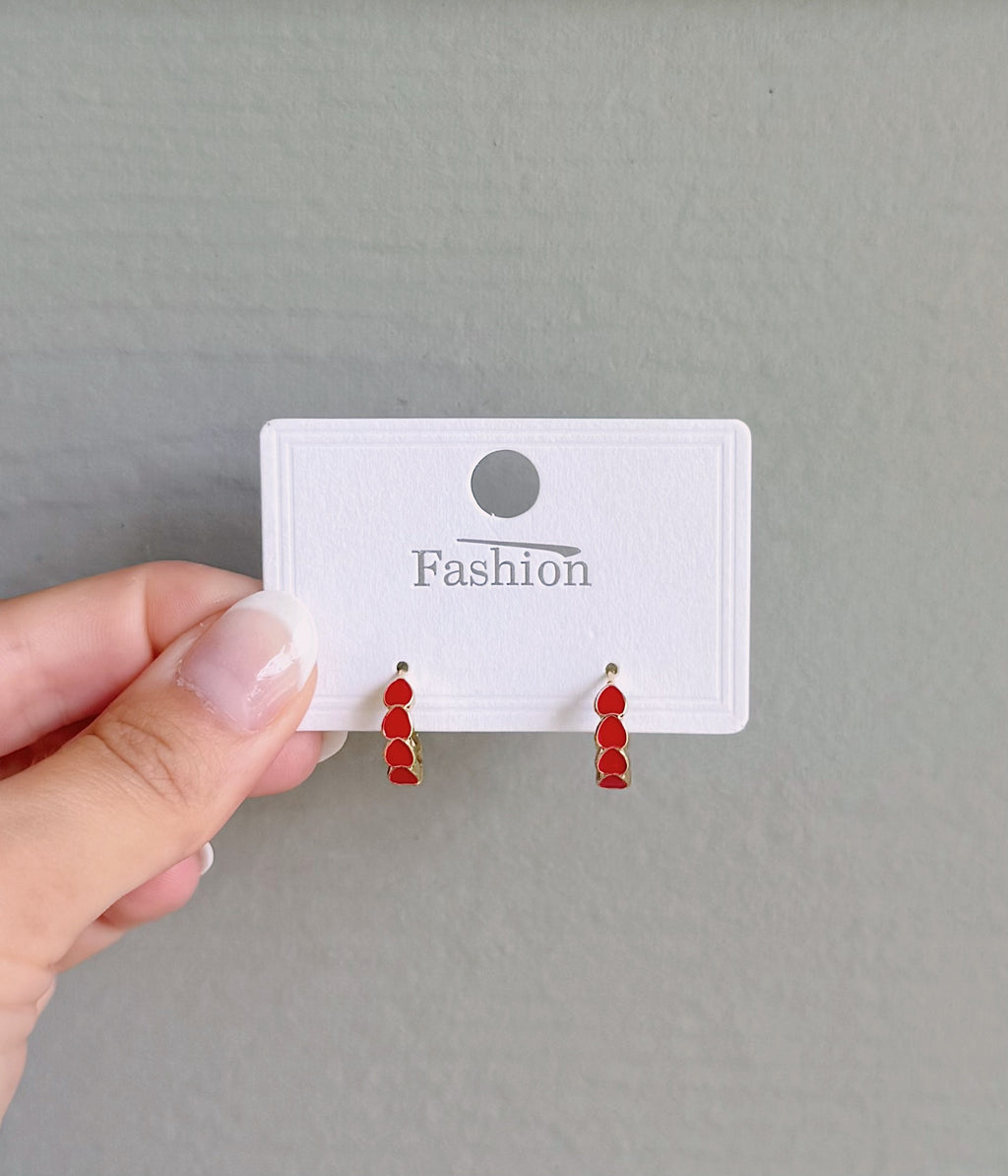 Red Heart Hook Earrings