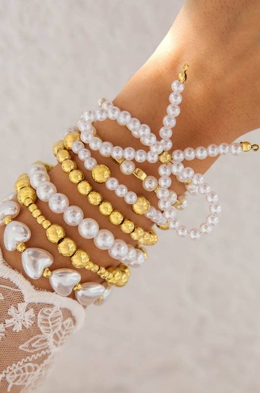 SAWYER BEAD PEARL BOW BRACELET