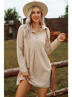 Corduroy Half Button Collared Dress