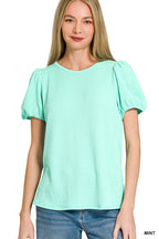 MISSY RIBBED PUFF TOP