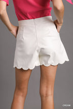 Faux Leather Scalloped Shorts