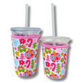 Coffee Cup Cover - Pink Christmas