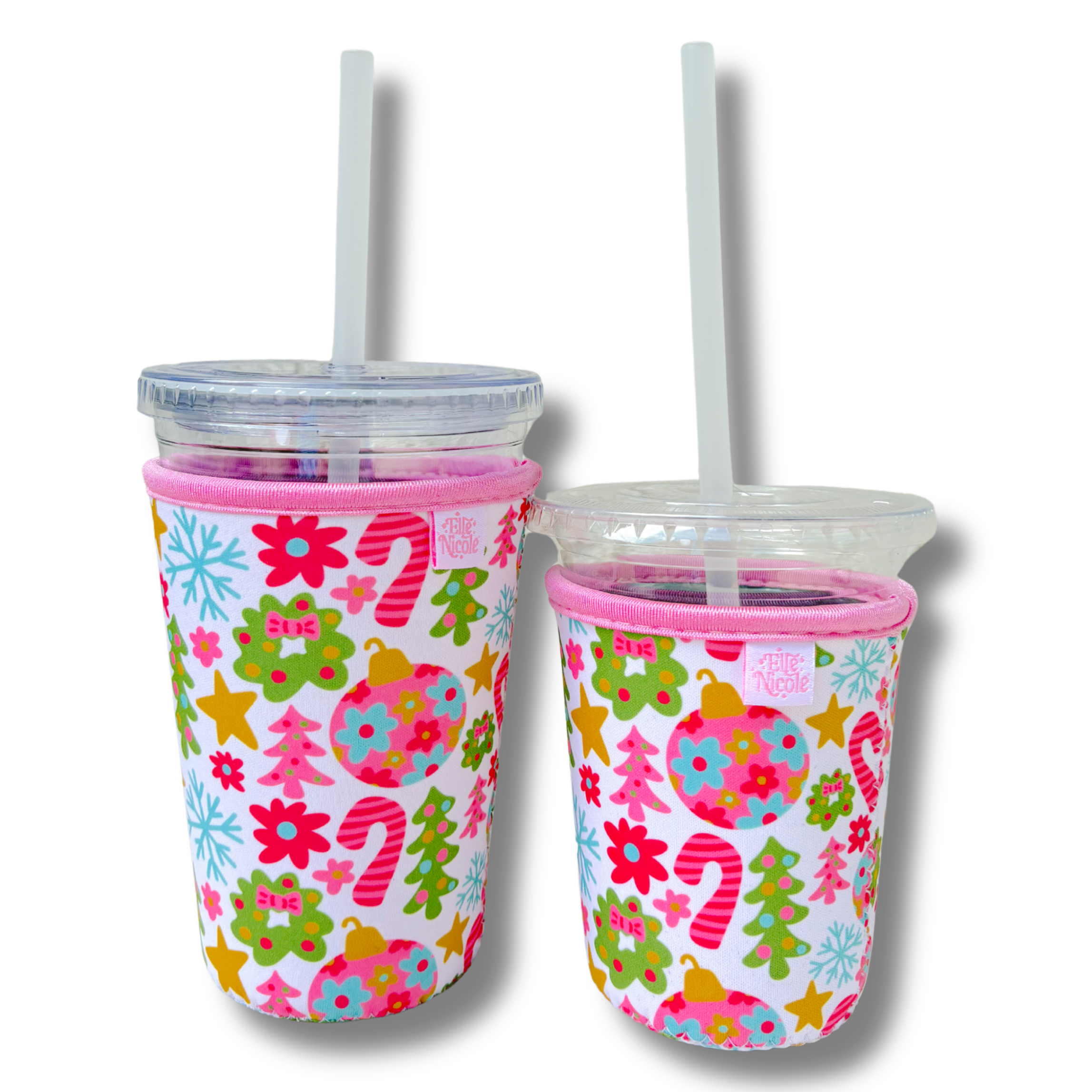 Coffee Cup Cover - Pink Christmas