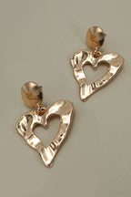 HAMMERED HEART DROP EARRINGS