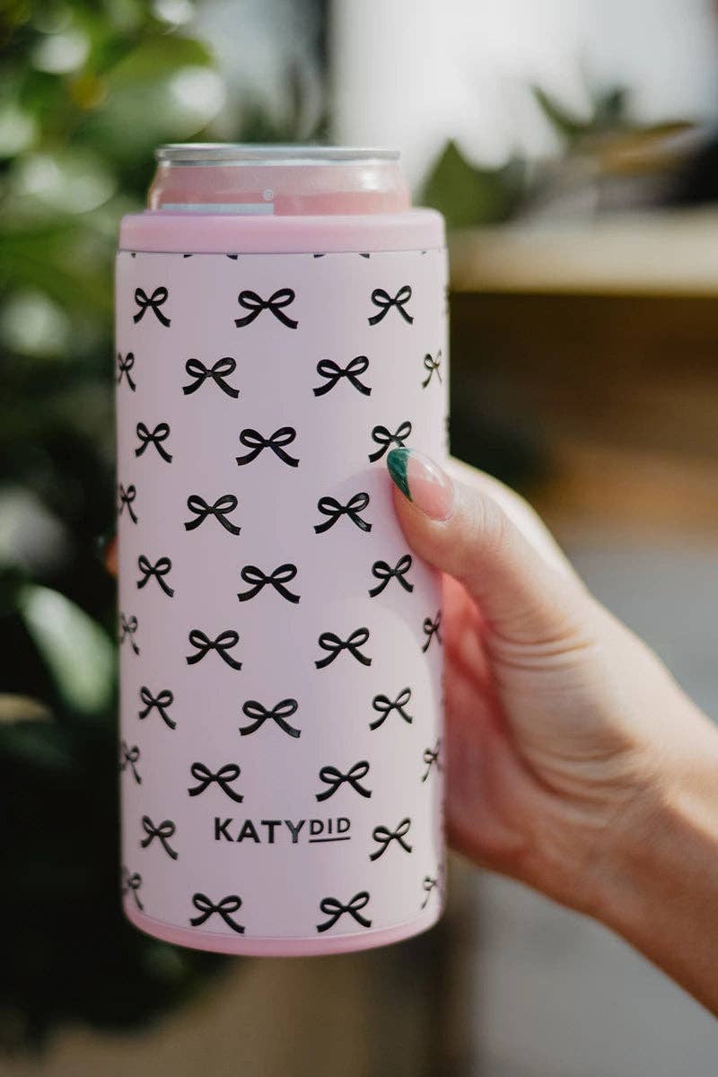 Pink Bow Slim Can Koozie