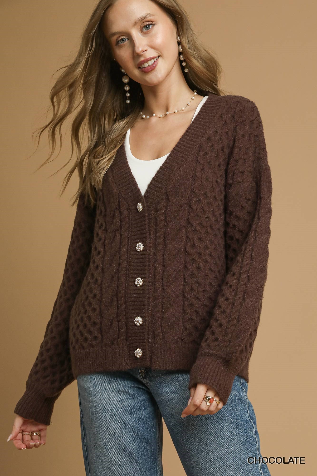 Jade Pearl Button Cardigan