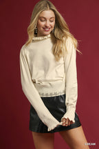 Daisy Ruffle Mock Neck Sweater