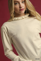 Daisy Ruffle Mock Neck Sweater