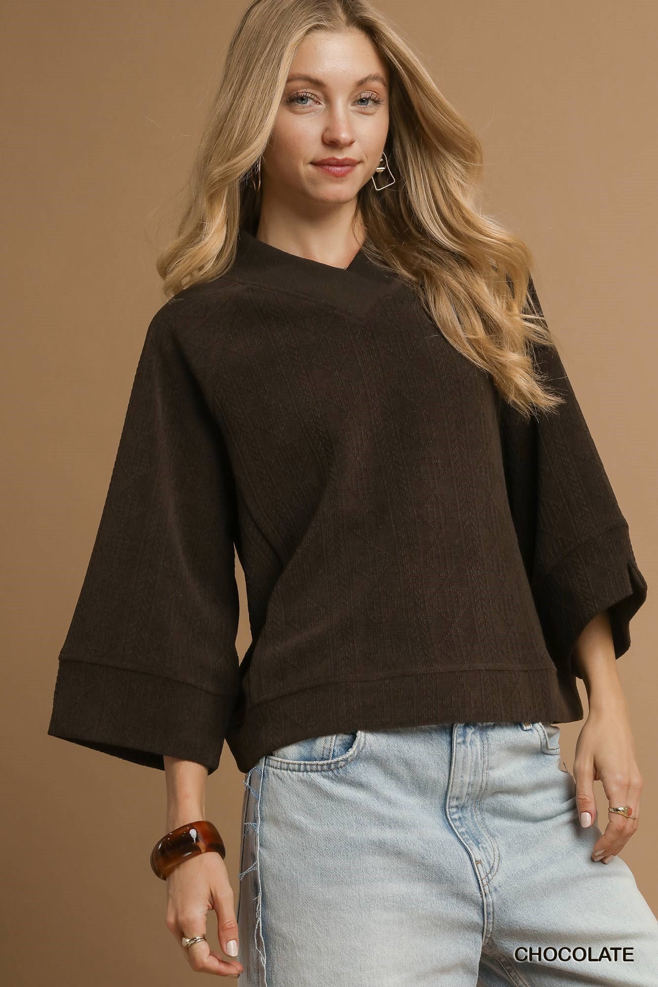 Clara Textured V-Neck Top