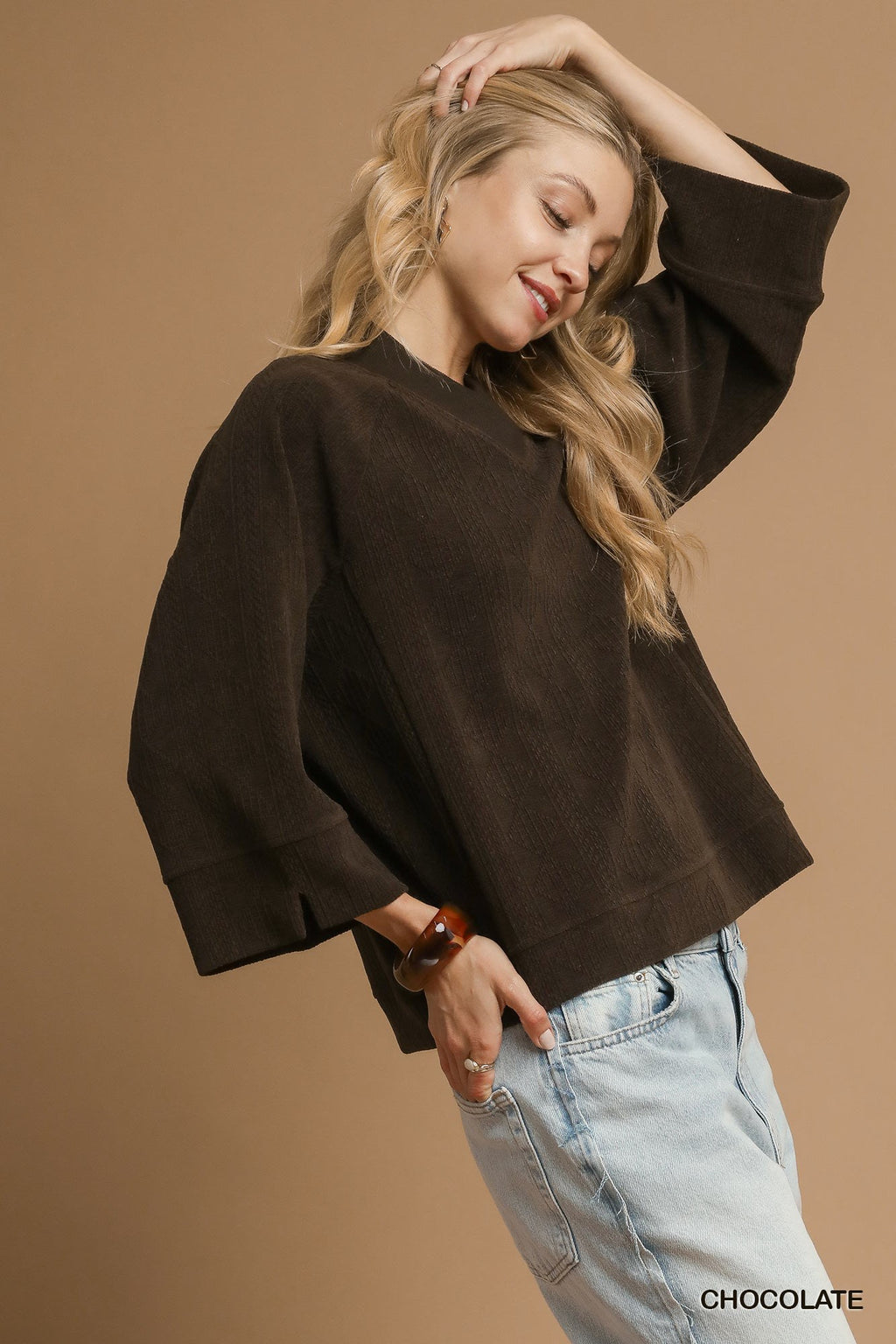 Clara Textured V-Neck Top