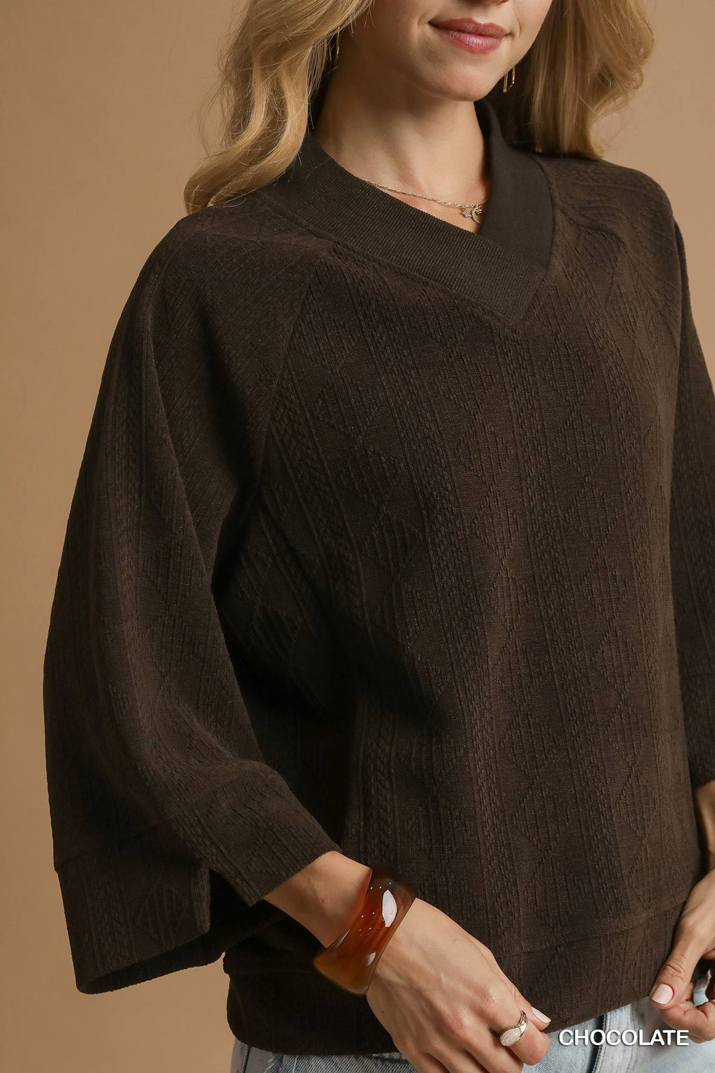 Clara Textured V-Neck Top