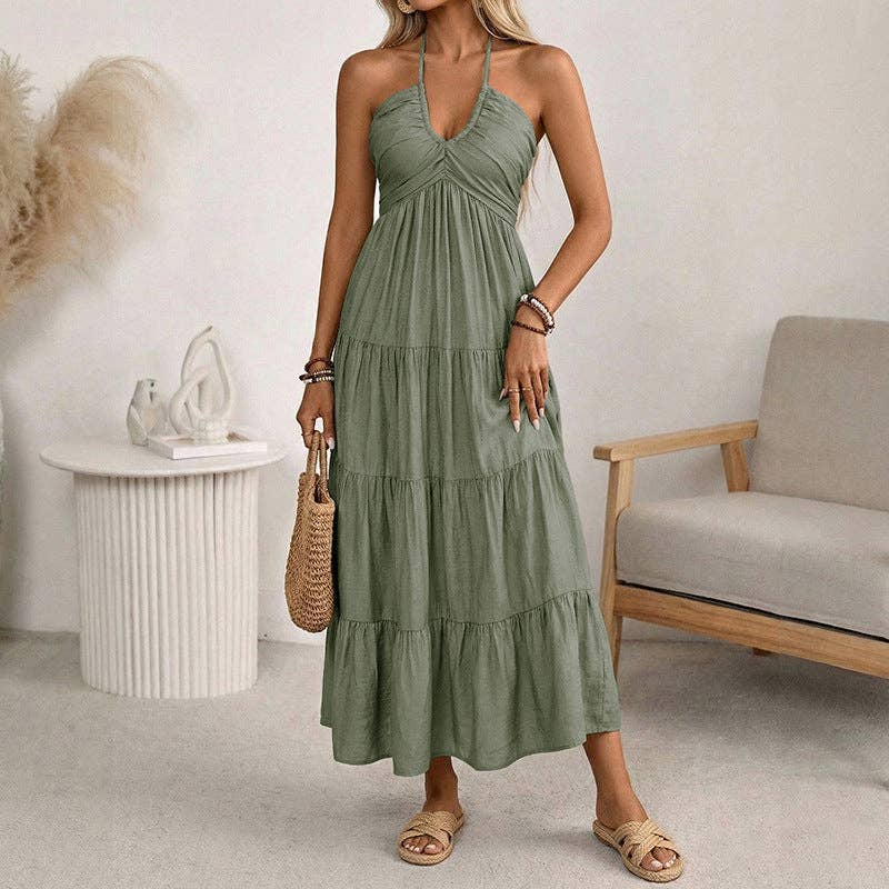Halter V Neck Dress