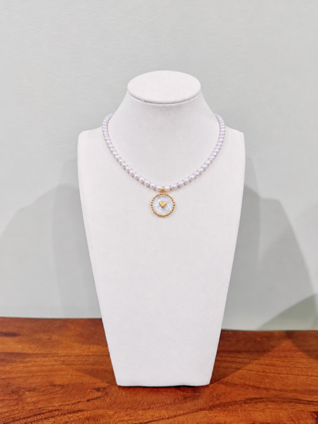 Pearl Beaded Heart Charm necklace