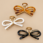 Ribbon Bow Gold Claw Clips