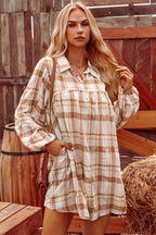 Plaid Side Pockets Frilled Babydoll Mini Dress