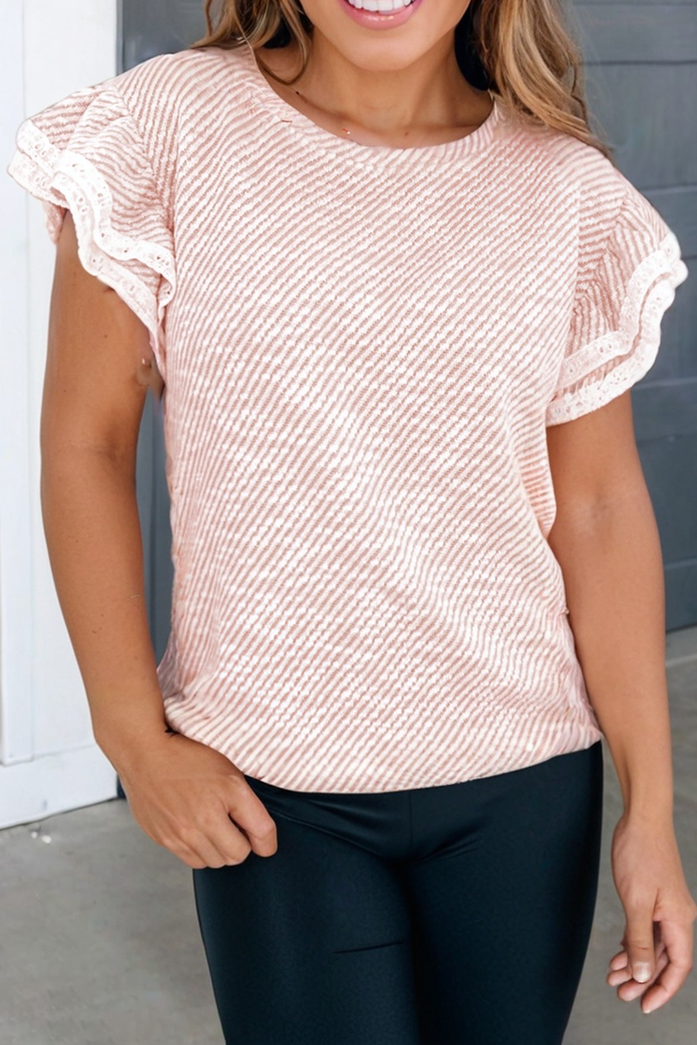 Rose Twilled Lace Ruffled Blouse