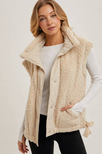 MOCK NECK FLEECE SHERPA VEST