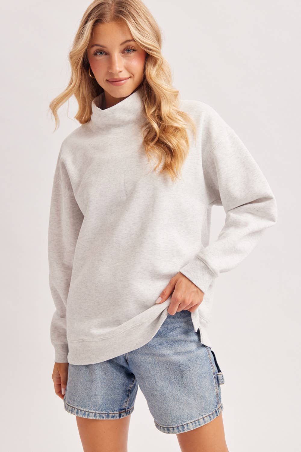 ANNA MOCK NECK PULLOVER