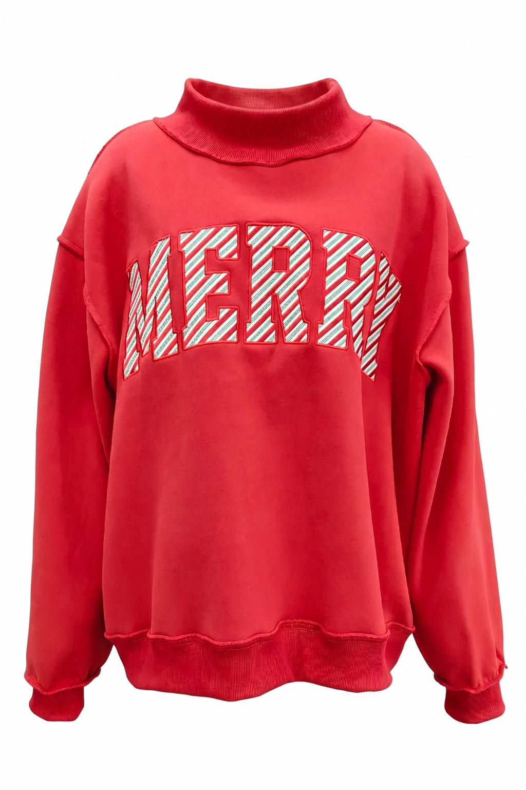 MERRY Embroidered Mock Sweatshirt