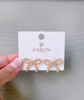 PEARL BOW STUD EARRINGS