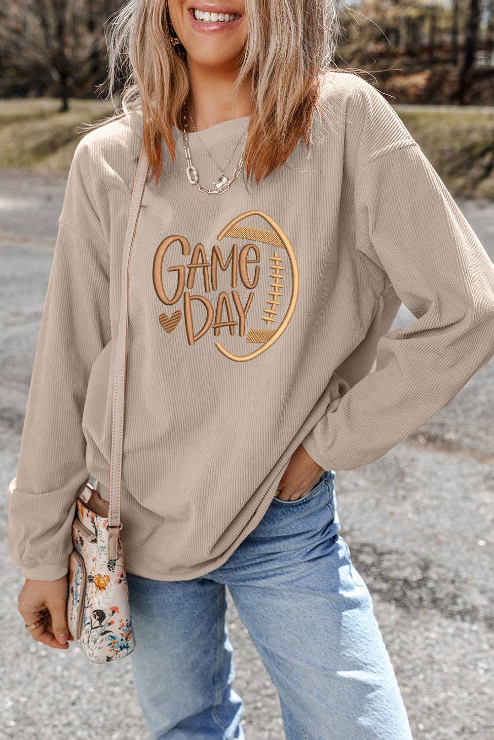 Texture Game Day Embroidered Sweatshirt
