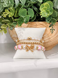 PINK CERAMIC PORCELAIN BOW BRACELET