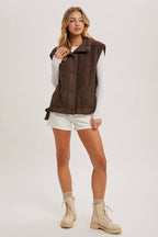 MOCK NECK FLEECE SHERPA VEST