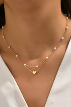 Heart and Pearl 2pcs Layered Necklace