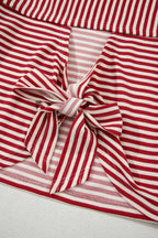 Red Stripe Bowknot Top