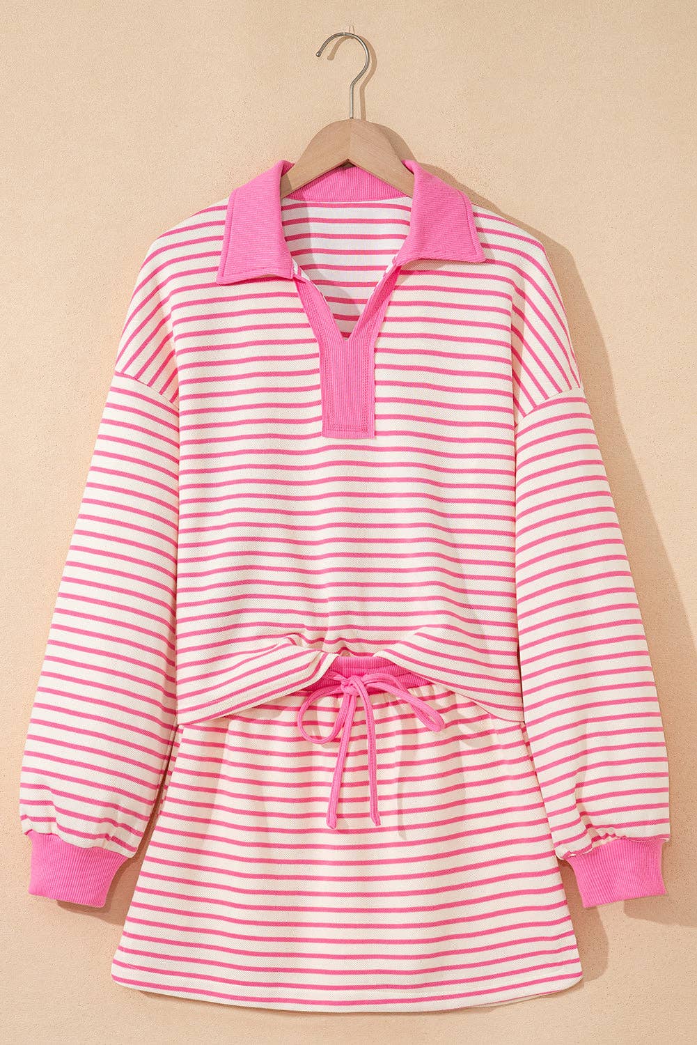 Pink Stripe Skort 2pcs Outfit