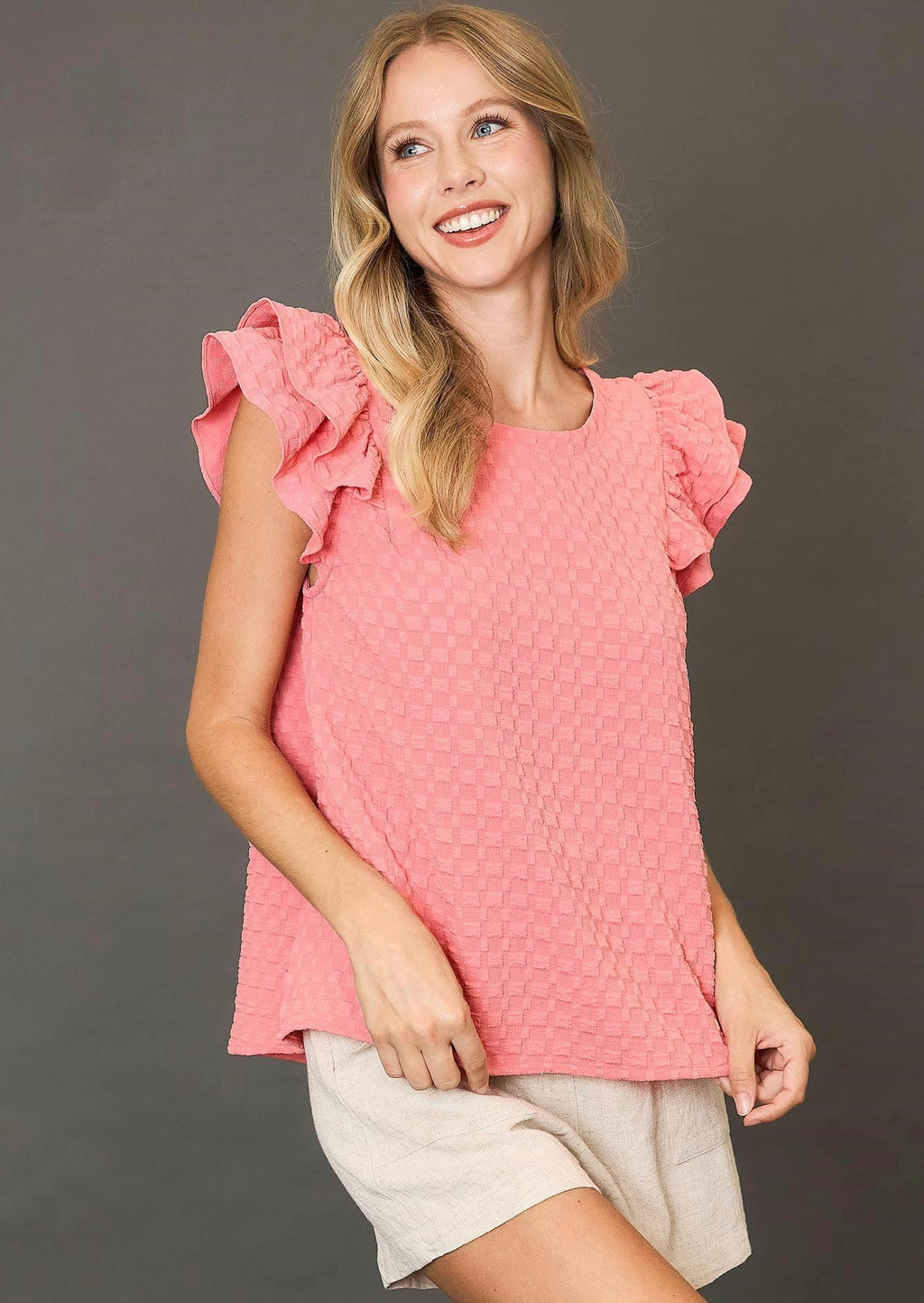 Shae Jacquard  Ruffled Top