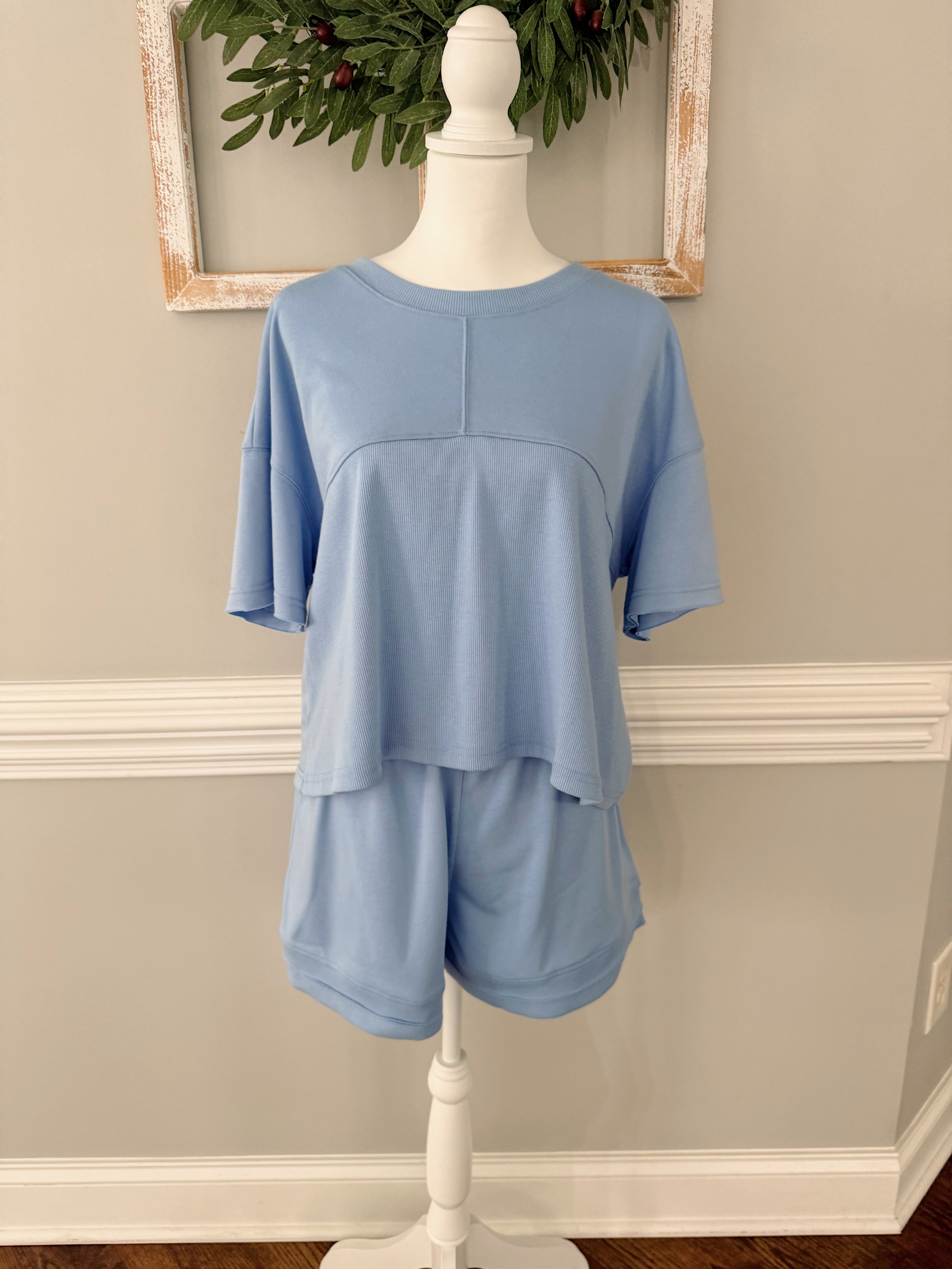 Sky Blue 2pcs Short Set