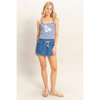 Raven Drawstring Waist Denim Skort