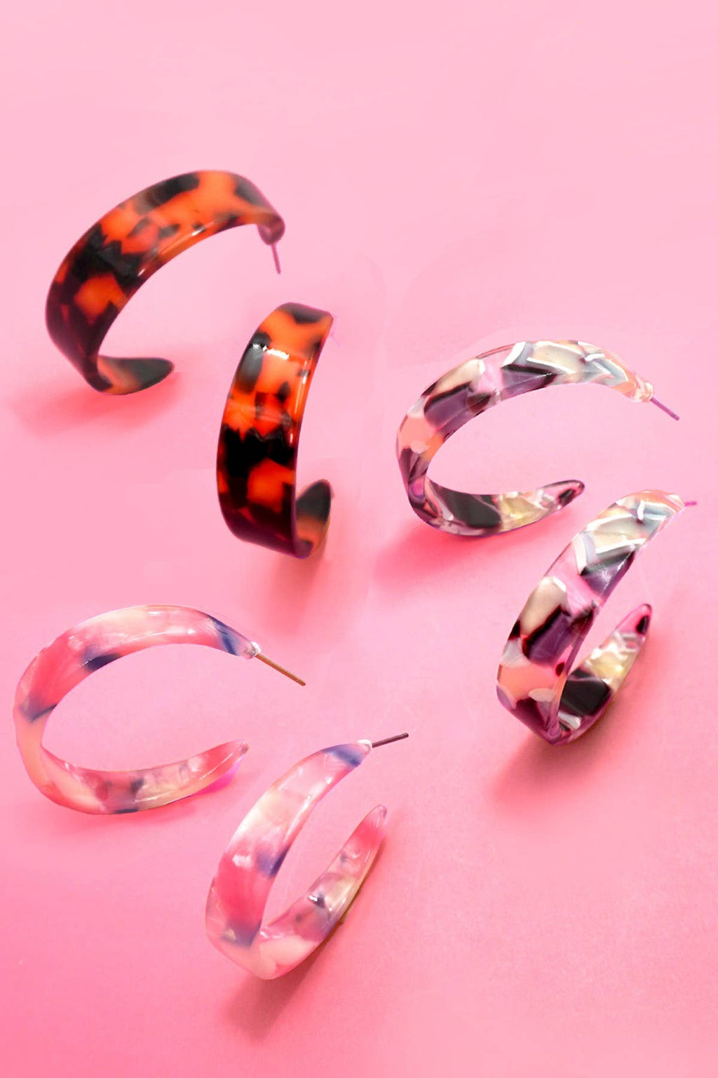ACRYLIC HOOP TRIO EARRINGS