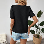 Black Bow Tie V-Neck Shirt