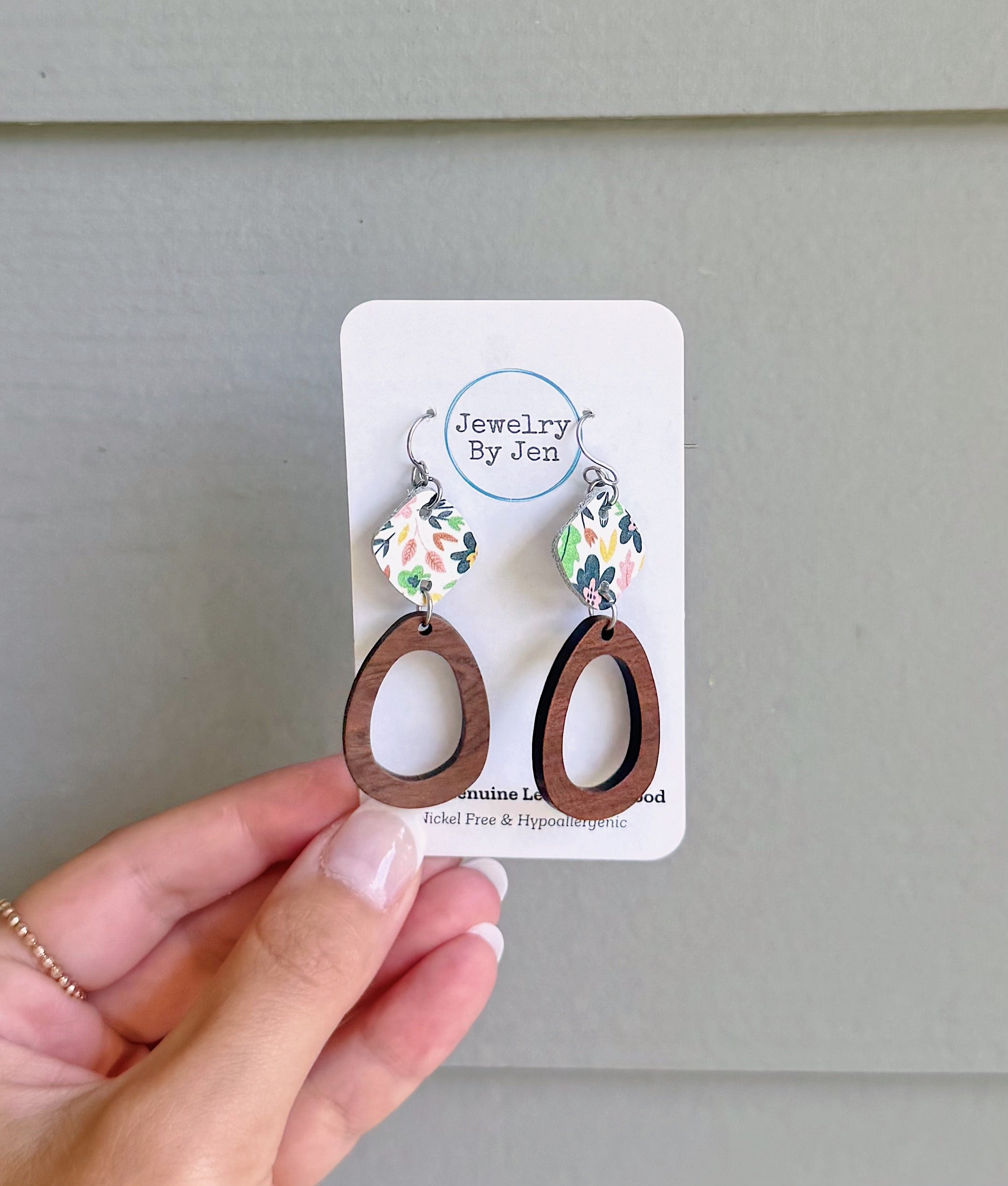 Wood Oblong Earrings