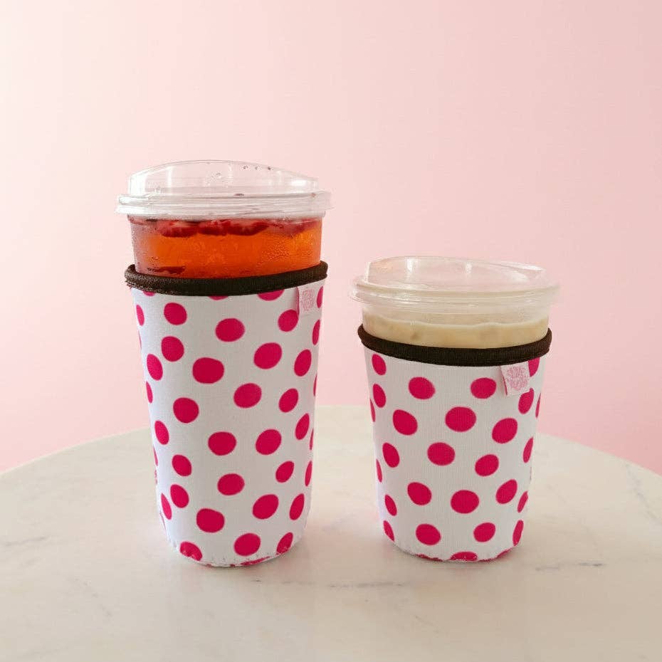 Coffee Cup Cover - Pink Polka Dots