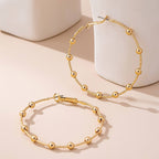 Gold Ball Beaded Hoop Earrings