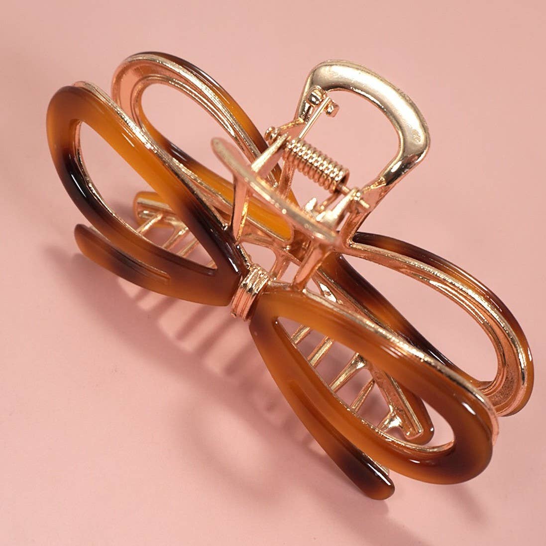 Ribbon Bow Gold Claw Clips