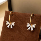 Crystal Bow Hoop Earrings