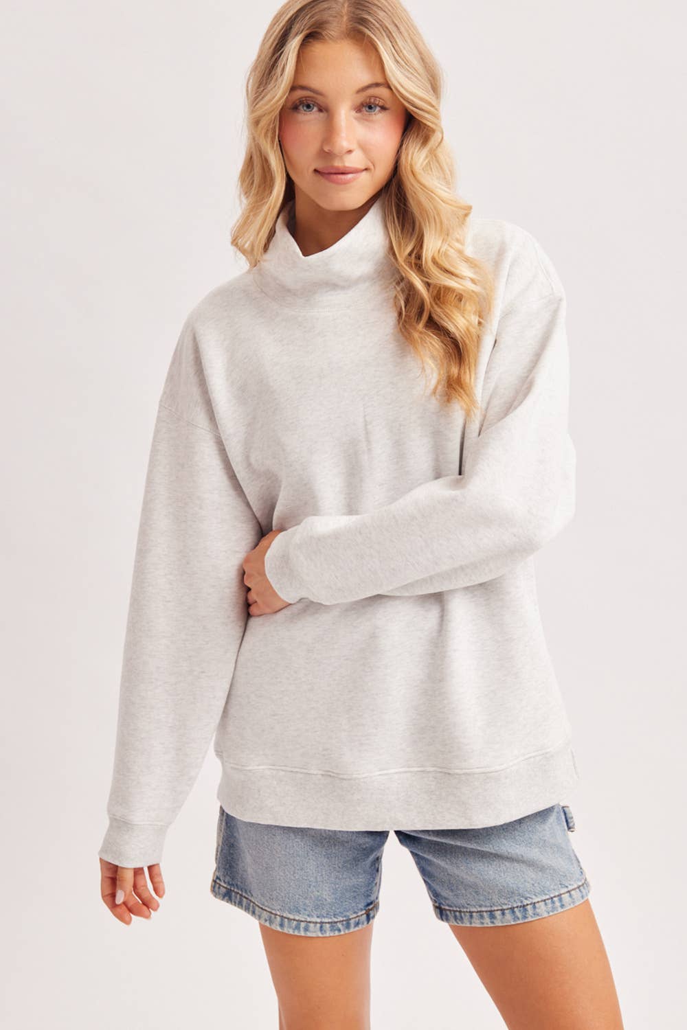 ANNA MOCK NECK PULLOVER
