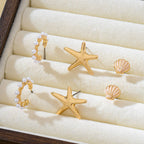 Shell Starfish Pearl Trio Earring Set